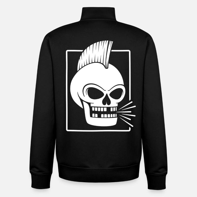Punk Rock Skull With Mohawk - Unisex Organic Zip Sweatshirt by Stanley/Stella - black