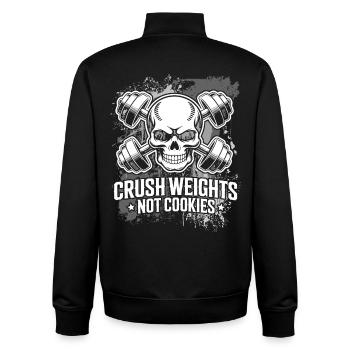Crush Weights Gym No Sugar - Unisex Organic Zip Sweatshirt by Stanley/Stella - black - Back - AI Model Male 185 light (185cm)