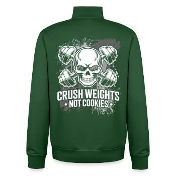 Crush Weights Gym No Sugar - Unisex Organic Zip Sweatshirt by Stanley/Stella - bottle green - Back - AI Model Male 185 dark (185cm)