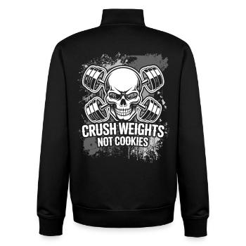 Crush Weights Gym - Unisex Organic Zip Sweatshirt by Stanley/Stella - black - Back - AI Model Male 185 light (185cm)