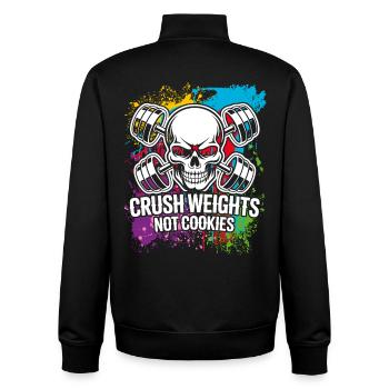 Crush Weights Gym - Unisex Organic Zip Sweatshirt by Stanley/Stella - black - Back - AI Model Male 185 light (185cm)