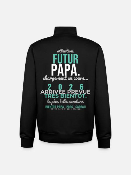 Futur Papa 2026 - Sweat zippé unisexe en coton bio Stanley/Stella - noir