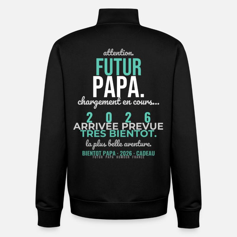 Futur Papa 2026 - Sweat zippé unisexe en coton bio Stanley/Stella - noir
