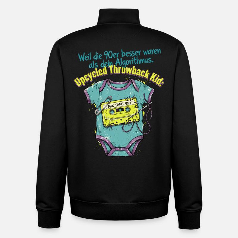 90er Upcycled Throwback Retro Kassette - Unisex Organic Zip Sweatshirt von Stanley/Stella - Schwarz