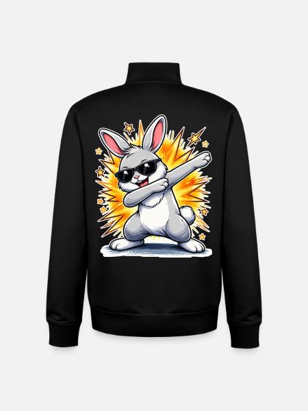 Dabbing Bunny - Unisex Organic Zip Sweatshirt by Stanley/Stella - black