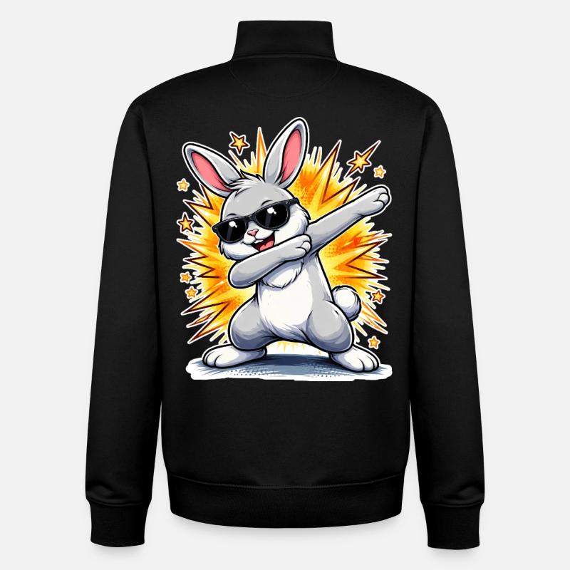 Dabbing Hase - Unisex Organic Zip Sweatshirt von Stanley/Stella - Schwarz