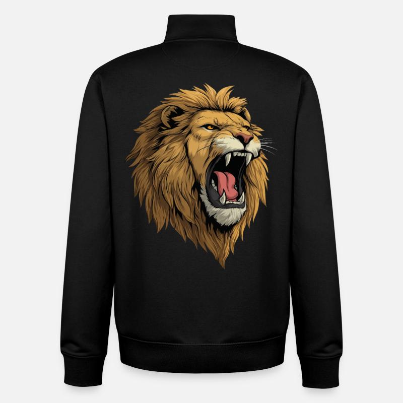 Rugissement de tête de lion - Sweat zippé unisexe en coton bio Stanley/Stella - noir