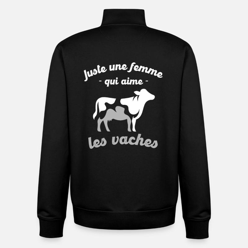 Femme Amoureuse des Vaches - Sweat zippé unisexe en coton bio Stanley/Stella - noir