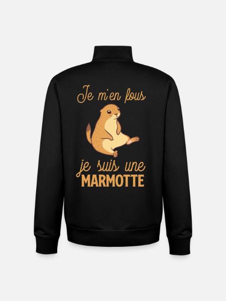 Marmotte décontractée, je m'en fous - Sweat zippé unisexe en coton bio Stanley/Stella - noir