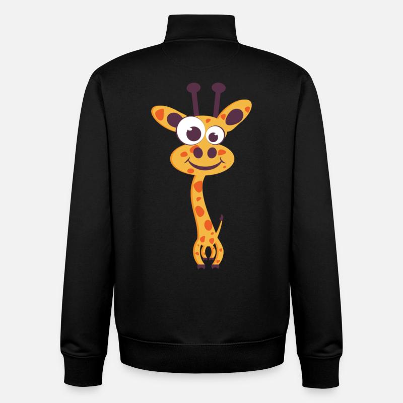 Giraffe Cartoon Jaune Sourire Unique - Sweat zippé unisexe en coton bio Stanley/Stella - noir