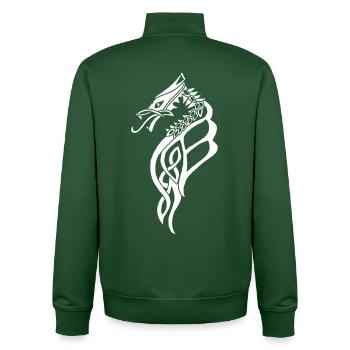 Großer weißer keltischer Drache - Unisex Organic Zip Sweatshirt von Stanley/Stella - Flaschengrün - Hinten - AI Model Male 185 dark (185cm)