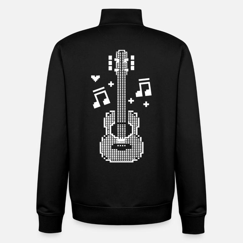 Ukulele Pixel Art - Unisex Organic Zip Sweatshirt by Stanley/Stella - black