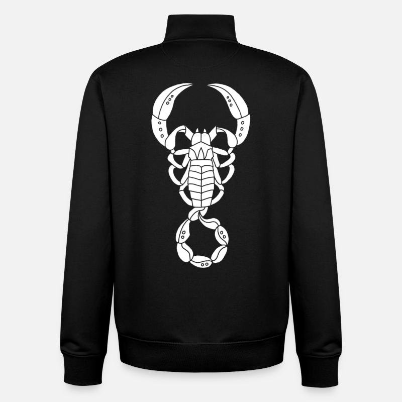 Scorpion blanc - Sweat zippé unisexe en coton bio Stanley/Stella - noir