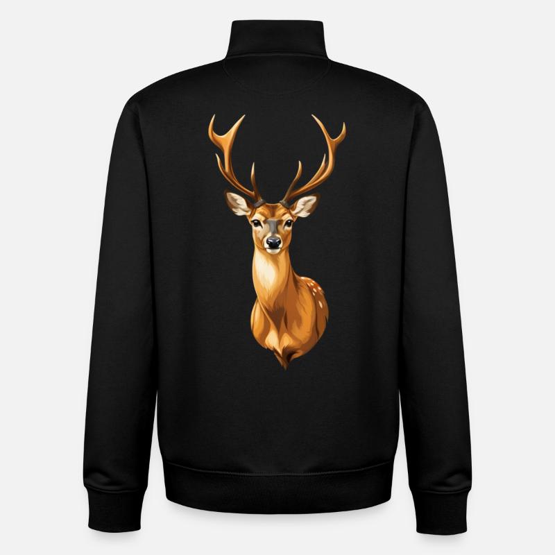 Magnifique faon - Sweat zippé unisexe en coton bio Stanley/Stella - noir