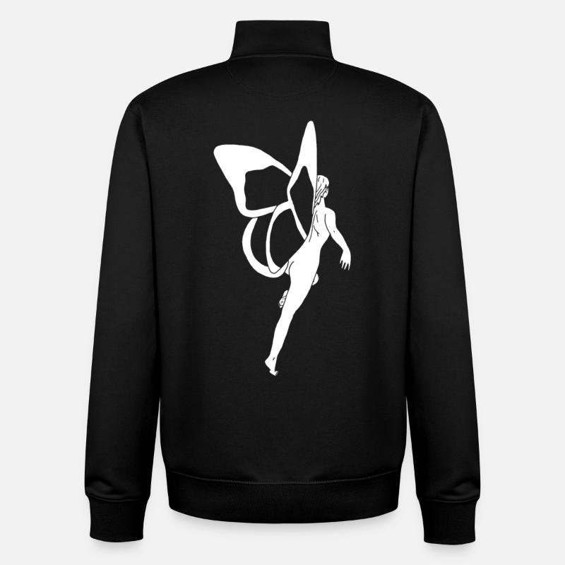 Femme papillon (blanc) - Sweat zippé unisexe en coton bio Stanley/Stella - noir