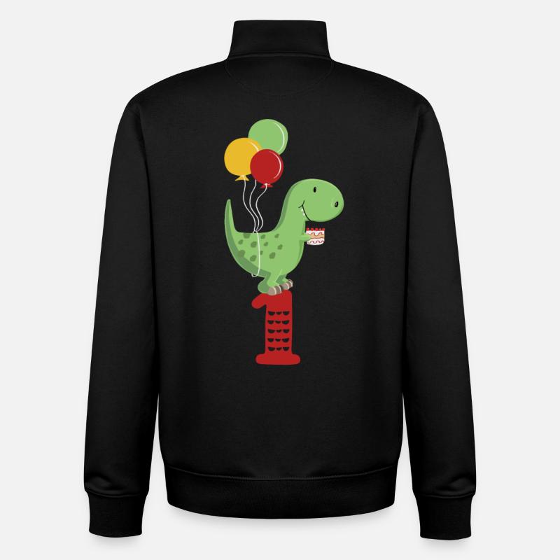 First Birthday Boy T Rex Dinosaur - Unisex Organic Zip Sweatshirt by Stanley/Stella - black