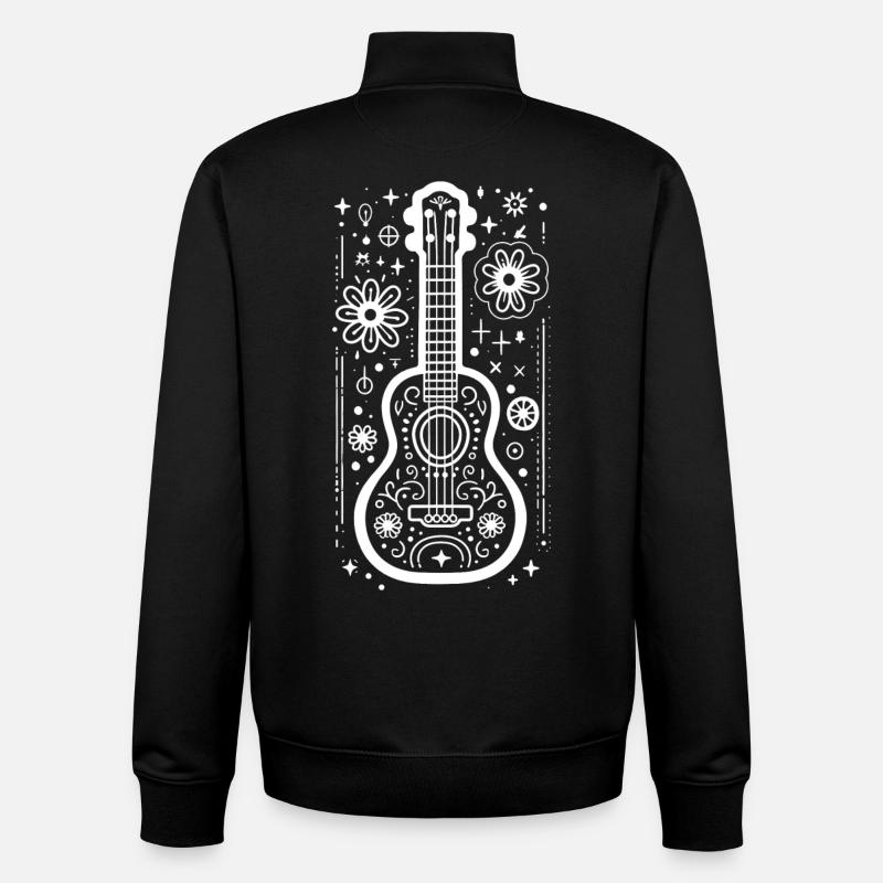 Ukulele Drawing - Unisex Organic Zip Sweatshirt by Stanley/Stella - black