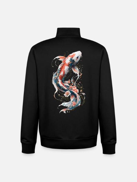 Floral Mechanical Koi - Unisex Organic Zip Sweatshirt by Stanley/Stella - black