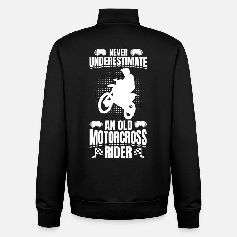 Never Underestimate Old Motocross Rider - Unisex Organic Zip Sweatshirt by Stanley/Stella - black
