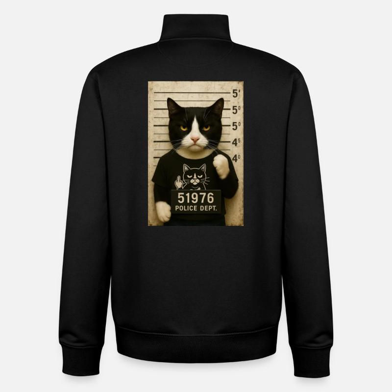 Chat de prison - Sweat zippé unisexe en coton bio Stanley/Stella - noir
