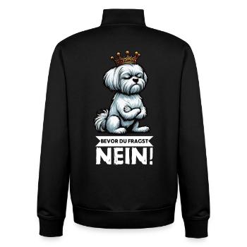 Before you ask: No Malteser Malteserbesitzer - Unisex Organic Zip Sweatshirt by Stanley/Stella - black - Back - AI Model Male 185 light (185cm)