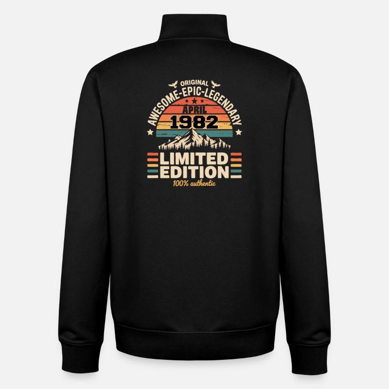 Millésime Anniversaire Avril 1982 - Sweat zippé unisexe en coton bio Stanley/Stella - noir
