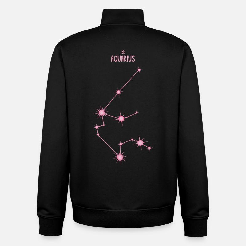 Signe du zodiaque Verseau, constellation rose - Sweat zippé unisexe en coton bio Stanley/Stella - noir