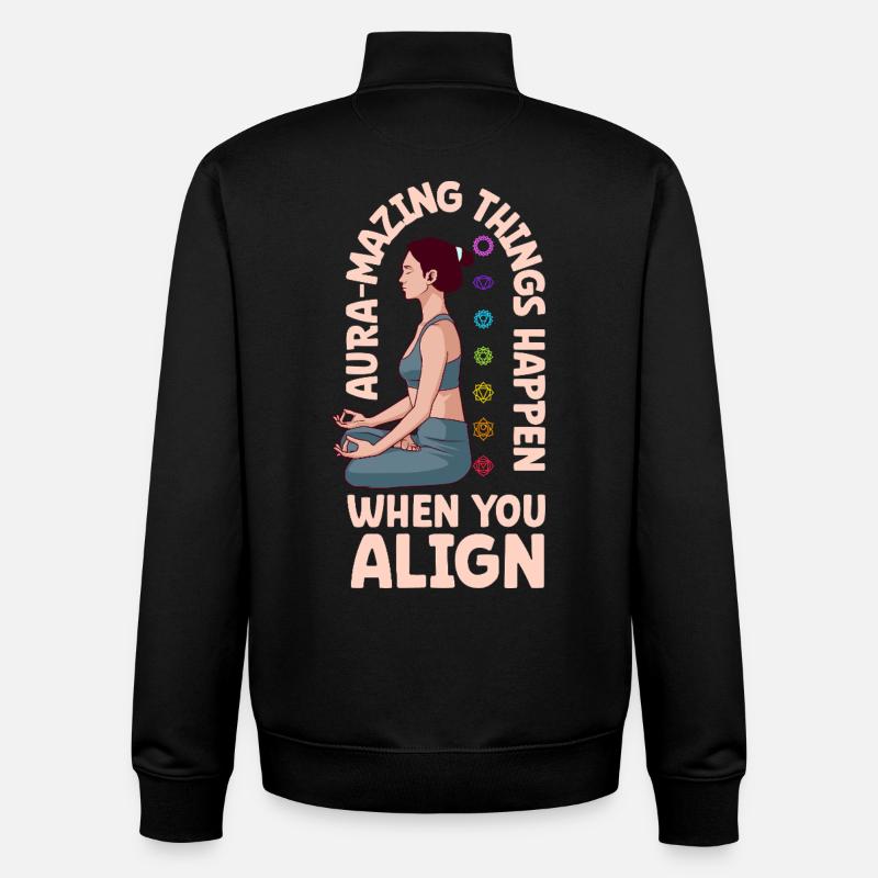 Aura Power - Chakra Alignment - Unisex Organic Zip Sweatshirt by Stanley/Stella - black