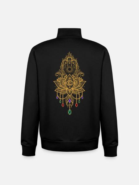 Spirituality Sacred Geometry Lotus Flower Zen - Unisex Organic Zip Sweatshirt by Stanley/Stella - black
