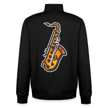 Graphisme pour saxophone - Sweat zippé unisexe en coton bio Stanley/Stella - noir - Dos - AI Model Male 185 light (185cm)