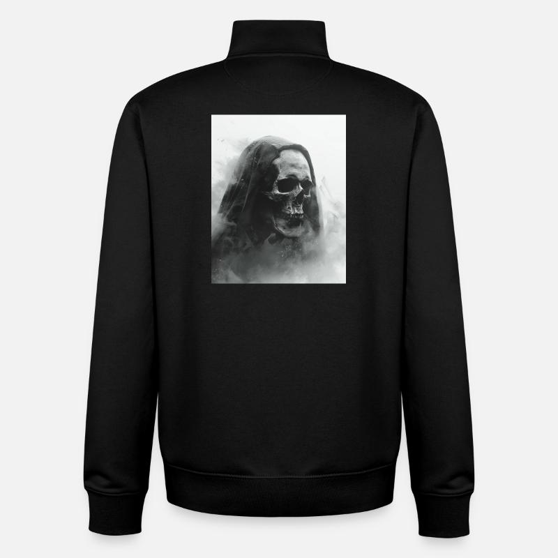 Crâne sombre dans le brouillard - Sweat zippé unisexe en coton bio Stanley/Stella - noir
