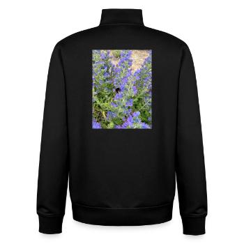 Motif adapté aux fleurs de lilas - Sweat zippé unisexe en coton bio Stanley/Stella - noir - Dos - AI Model Male 185 light (185cm)