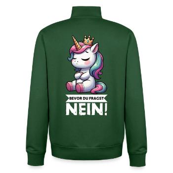 Avant que vous ne demandiez, pas de licorne licornes fan de licorne - Sweat zippé unisexe en coton bio Stanley/Stella - vert bouteille - Dos - AI Model Male 185 dark (185cm)