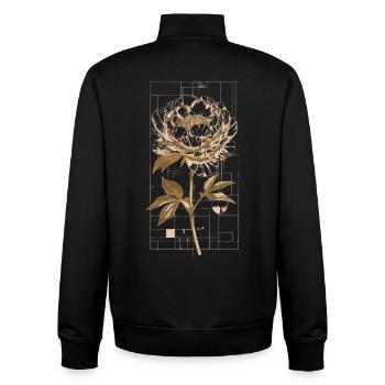 Golden Blossom Peony Print - Unisex Organic Zip Sweatshirt by Stanley/Stella - black - Back - AI Model Male 185 light (185cm)