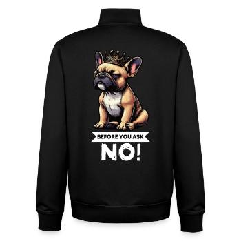 Before You Ask French Bulldog Frenchie - Unisex Organic Zip Sweatshirt by Stanley/Stella - black - Back - AI Model Male 185 light (185cm)