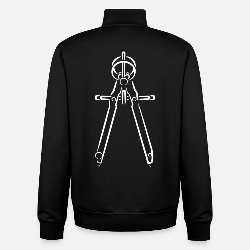 Croquis de boussole - Sweat zippé unisexe en coton bio Stanley/Stella - noir