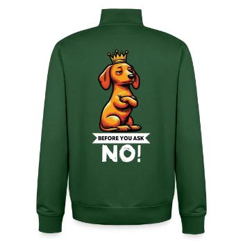 Avant de demander teckel propriétaire teckel teckel propriétaire teckel - Sweat zippé unisexe en coton bio Stanley/Stella - vert bouteille - Dos - AI Model Male 185 dark (185cm)