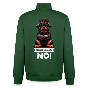 Avant que vous ne demandiez, pas de rottweiler rottweilerbesitzer - Sweat zippé unisexe en coton bio Stanley/Stella - vert bouteille - Dos - AI Model Male 185 dark (185cm)