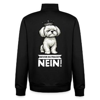 Before you ask: No Malteser Malteserbesitzer - Unisex Organic Zip Sweatshirt by Stanley/Stella - black - Back - AI Model Male 185 light (185cm)
