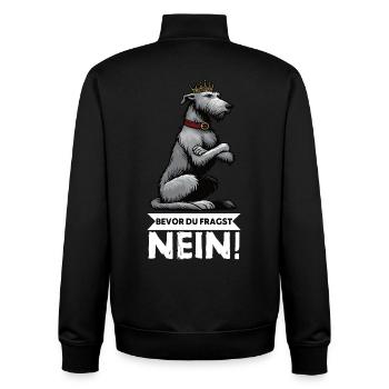 Bevor Du Fragst Nein Irischer Wolfshund Wolfshund  - Unisex Organic Zip Sweatshirt von Stanley/Stella - Schwarz - Hinten - AI Model Male 185 light (185cm)