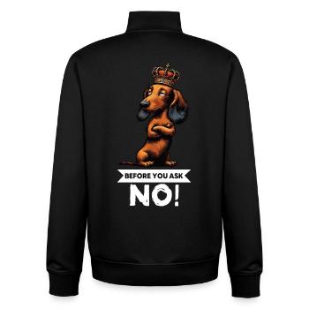 Before You Ask Langhaardackel Dackel Teckel Tekkel - Unisex Organic Zip Sweatshirt von Stanley/Stella - Schwarz - Hinten - AI Model Male 185 light (185cm)