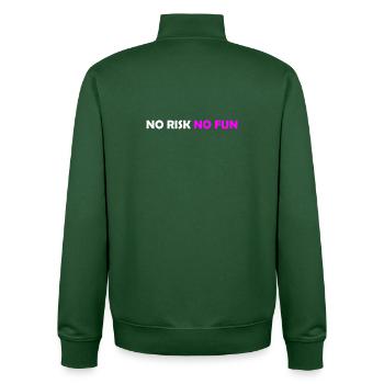No Risk  - Sweat zippé unisexe en coton bio Stanley/Stella - vert bouteille - Dos - AI Model Male 185 dark (185cm)