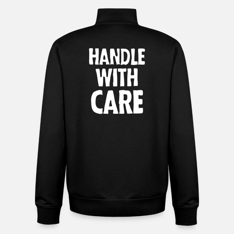 Handle with care (dark) - Sweat zippé unisexe en coton bio Stanley/Stella - noir
