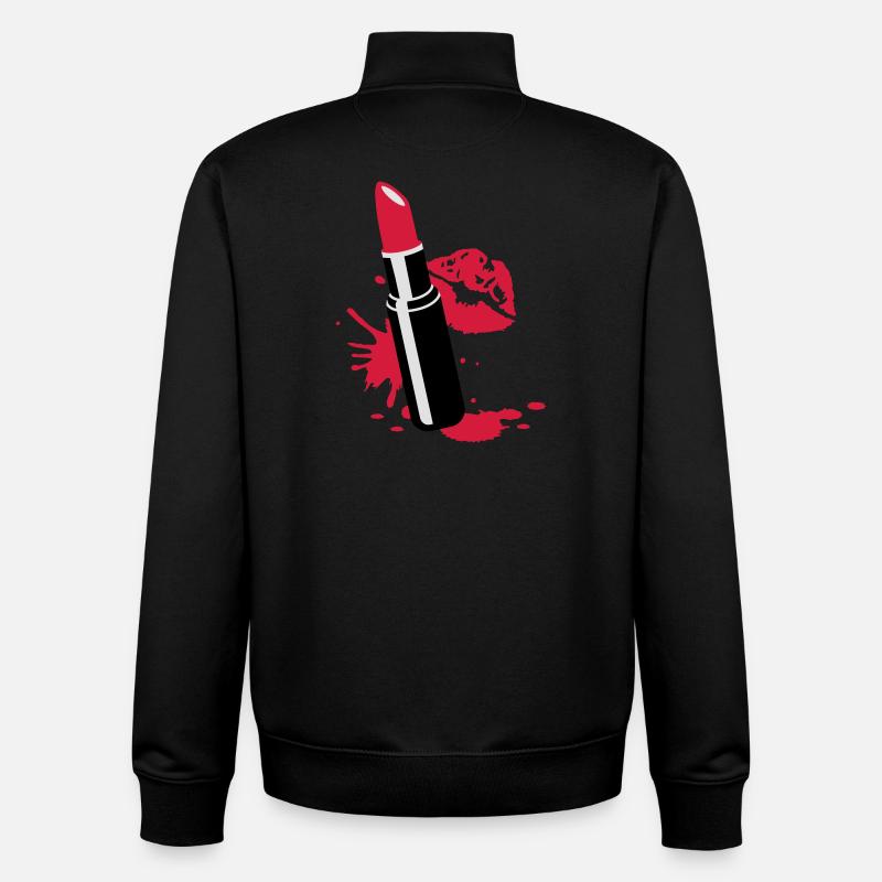 Lippenstift mit Kussmund - Unisex Organic Zip Sweatshirt von Stanley/Stella - Schwarz