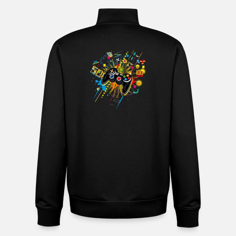 Gamepad Videogames mit verschiedenen Symbolen - Unisex Organic Zip Sweatshirt von Stanley/Stella - Schwarz