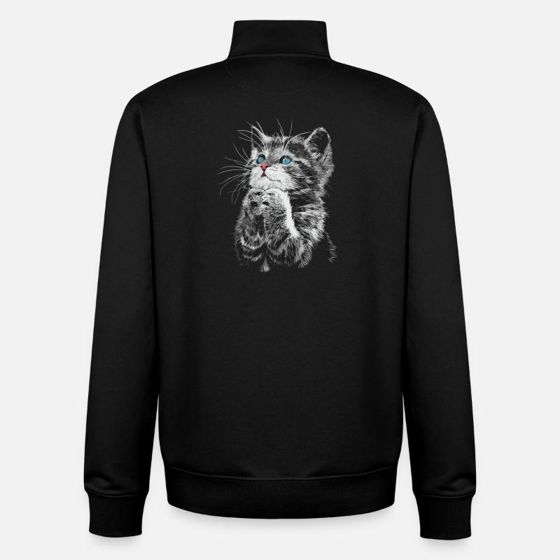 Katze - Unisex Organic Zip Sweatshirt von Stanley/Stella - Schwarz