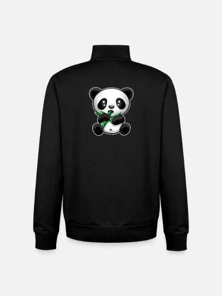 Panda with bamboo - Unisex Organic Zip Sweatshirt by Stanley/Stella - black