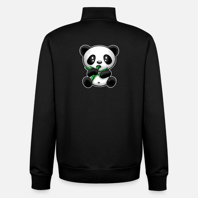 Panda with bamboo - Unisex Organic Zip Sweatshirt by Stanley/Stella - black