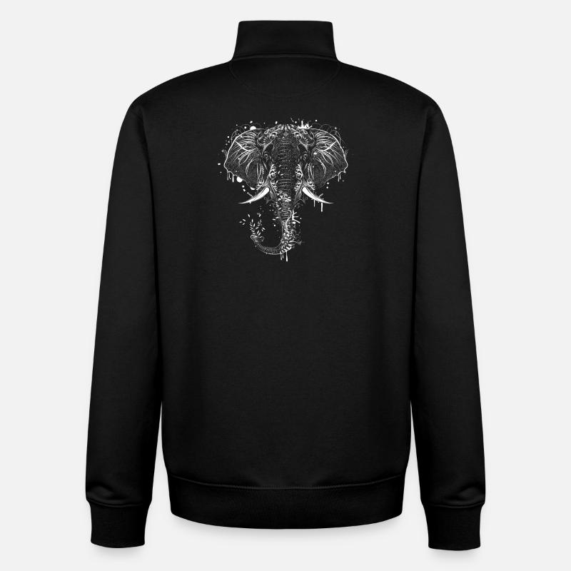 la tête d'éléphant - Sweat zippé unisexe en coton bio Stanley/Stella - noir