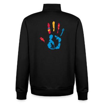 Une empreinte de la main coloré avec diverses - Sweat zippé unisexe en coton bio Stanley/Stella - noir - Dos - AI Model Male 185 light (185cm)